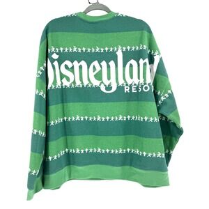 DISNEYLAND RESORT Oversized Sweatshirt Green Stripe Mickey & Friends Women's XL